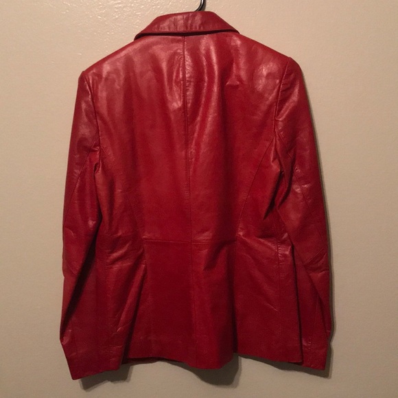 Vintage leather coat bold red by vakko - Picture 3 of 4